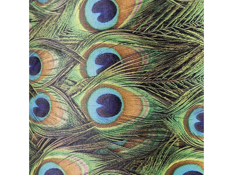 Abat-jour en velours motif paon 40/40/30 avec intérieur doré