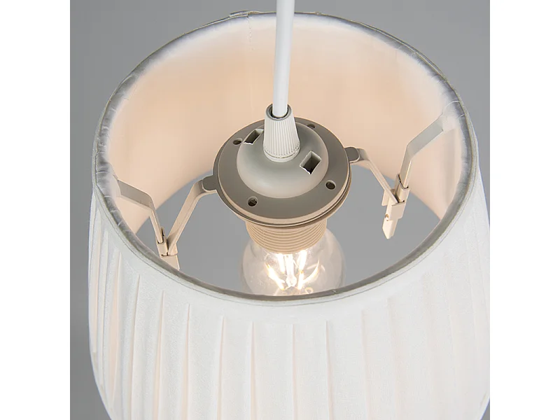 Abat-jour plissé blanc rond incliné 25/15/16.5