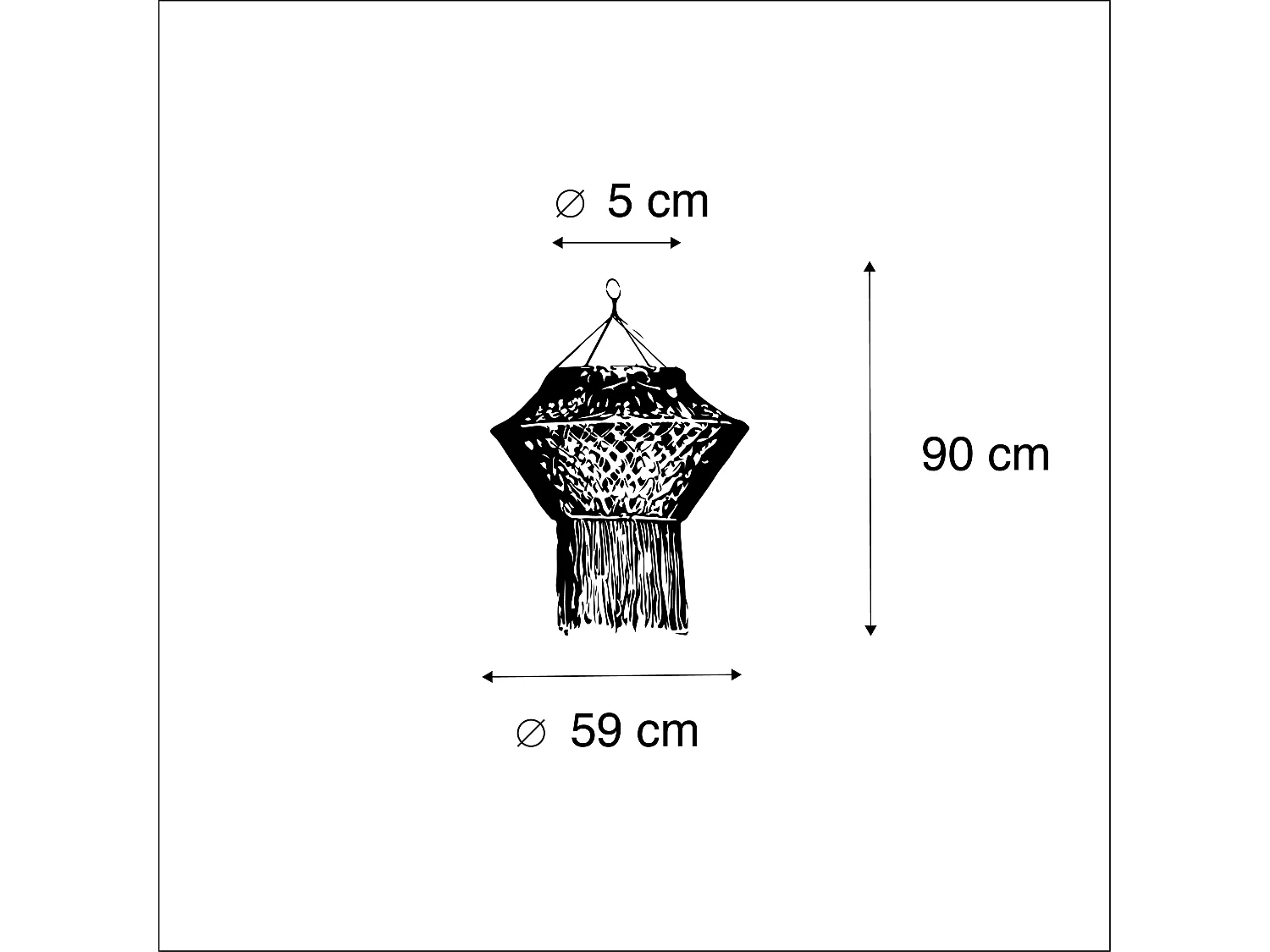 Abat-jour en macramé naturel 90 cm