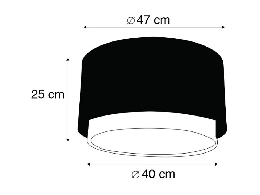 Abat-jour de suspension en tissu noir/blanc 47/25 - Duo
