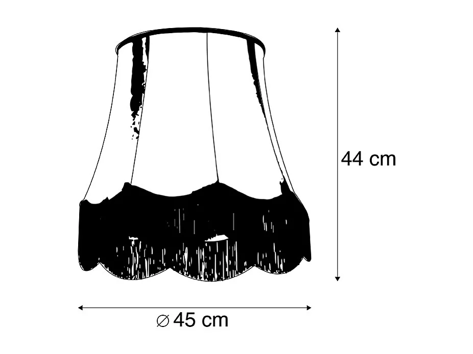 Abat-jour en soie noir avec gris 45 cm - Granny