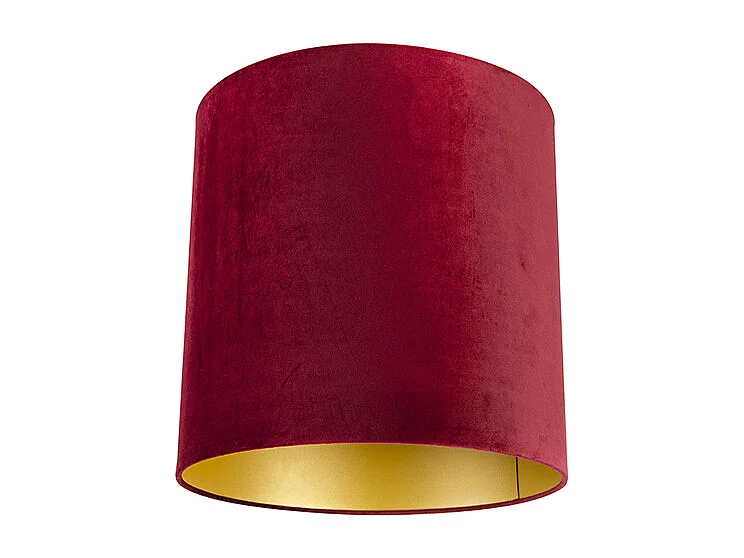 Abat-jour en velours rouge 40/40/40 avec intérieur doré