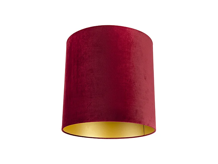 Abat-jour en velours rouge 40/40/40 avec intérieur doré