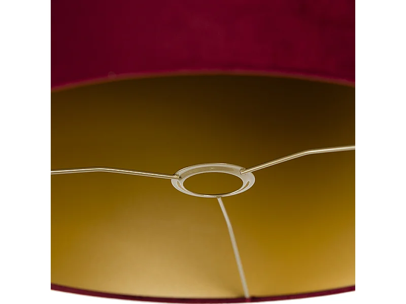 Abat-jour en velours rouge 40/40/40 avec intérieur doré