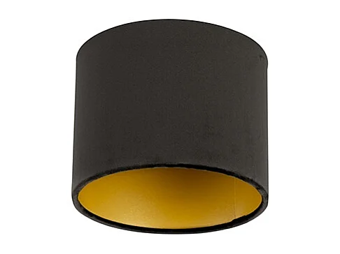 Abat-jour en velours noir 18/18/14 avec intérieur doré