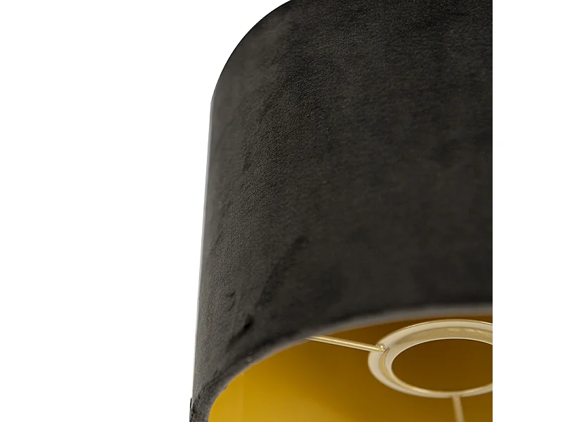 Abat-jour en velours noir 18/18/14 avec intérieur doré