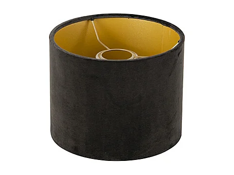 Abat-jour en velours noir 18/18/14 avec intérieur doré