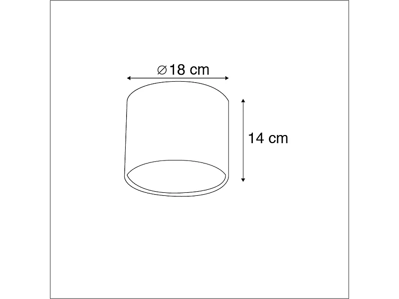Abat-jour rond en coton noir 18/18/14