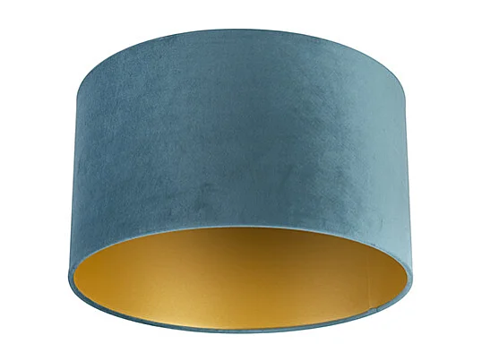 Abat-jour velours bleu 35/35/20 avec intérieur doré