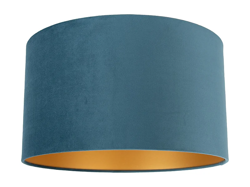 Abat-jour en velours bleu 35/35/20 avec intérieur doré