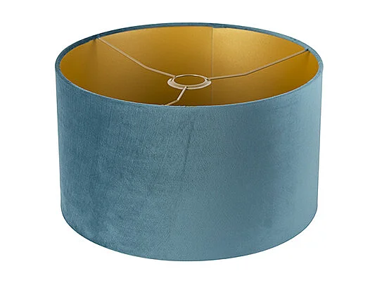 Abat-jour velours bleu 35/35/20 avec intérieur doré