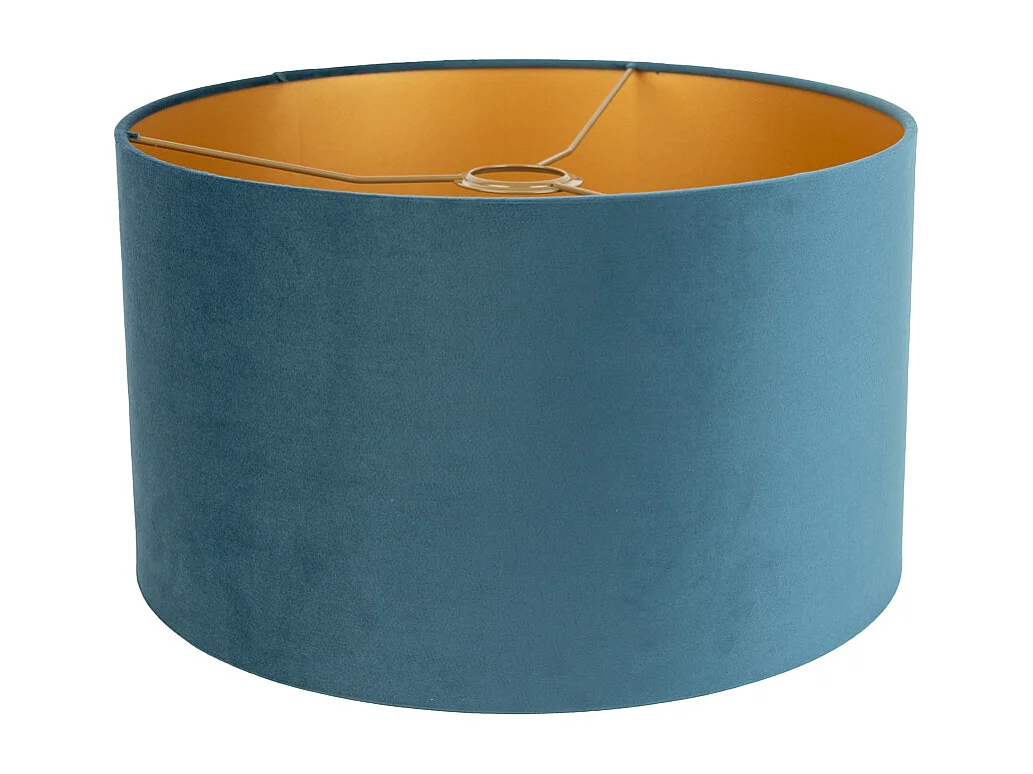 Abat-jour en velours bleu 35/35/20 avec intérieur doré