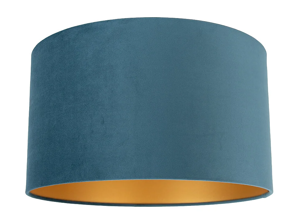 Abat-jour en velours bleu 35/35/20 avec intérieur doré