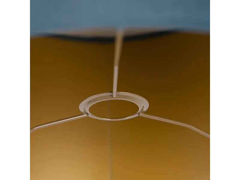 Abat-jour en velours bleu 35/35/20 avec intérieur doré