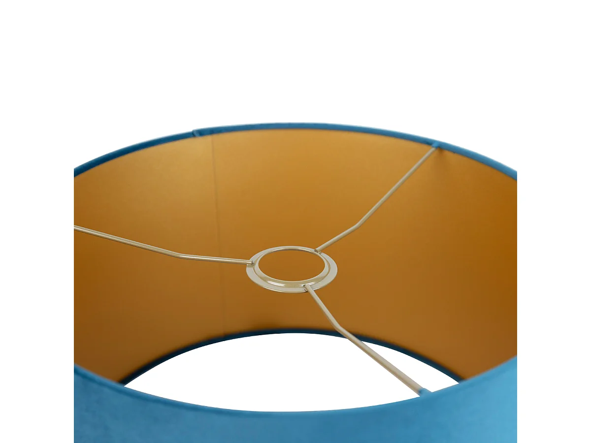 Abat-jour en velours bleu 35/35/20 avec intérieur doré