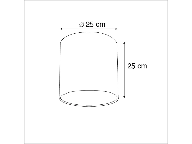 Abat-jour en velours rouge 25/25/25 avec intérieur doré