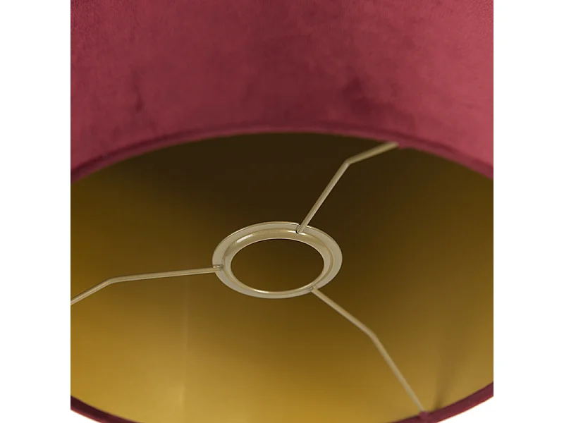 Abat-jour en velours rouge 25/25/25 avec intérieur doré