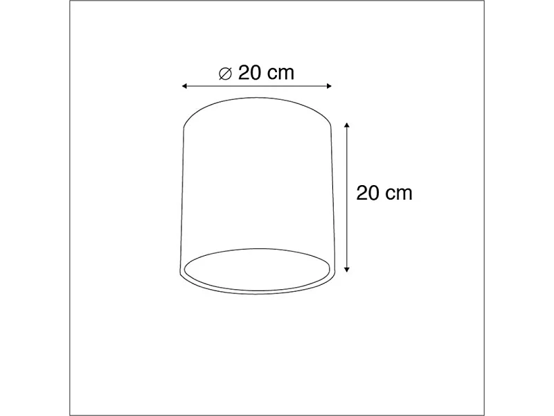 Abat-jour en velours noir cylindrique 20/20/20