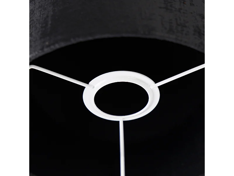 Abat-jour en velours noir cylindrique 20/20/20