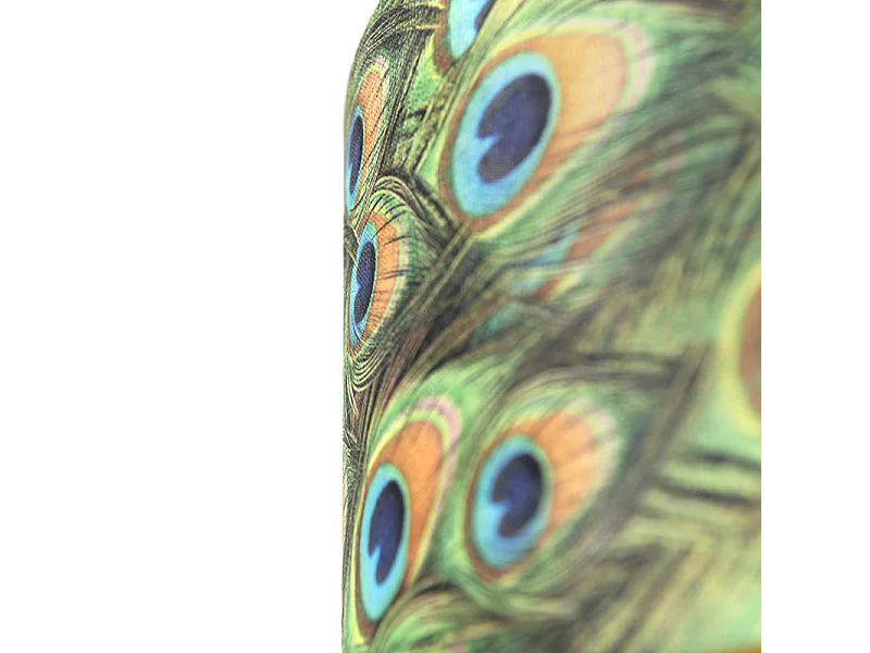 Abat-jour en velours motif paon 35/35/20 avec intérieur doré