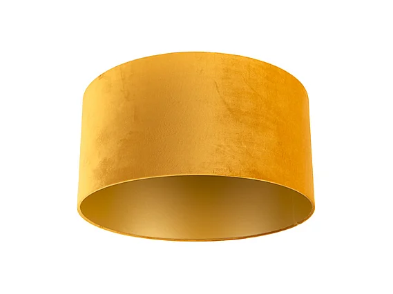 Abat-jour en velours jaune 50/50/25 avec intérieur doré