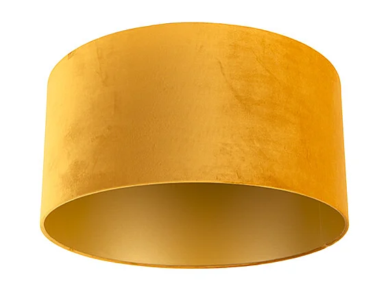 Abat-jour en velours jaune 50/50/25 avec intérieur doré