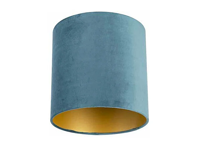 Abat-jour velours bleu 25/25/25 avec intérieur doré