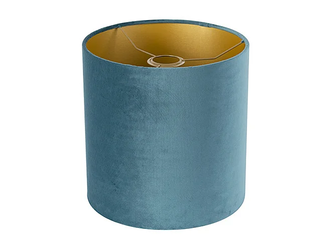 Abat-jour velours bleu 25/25/25 avec intérieur doré