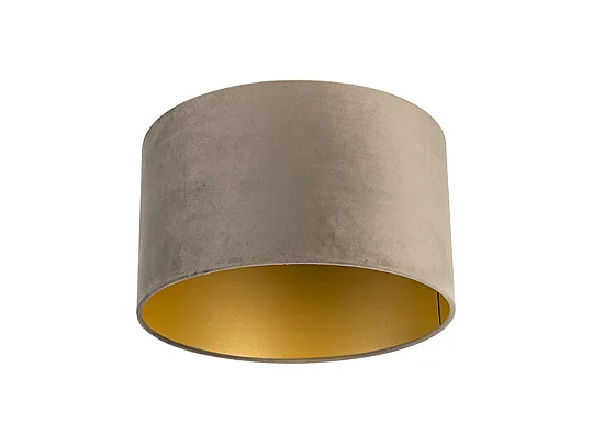 Abat-jour velours taupe 35/35/20 avec intérieur doré