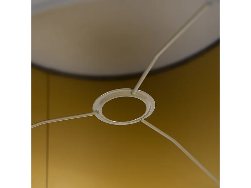 Abat-jour en velours taupe 35/35/20 avec intérieur doré