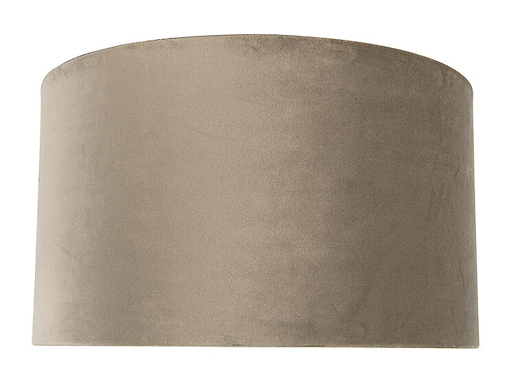 Abat-jour en velours taupe 35/35/20 avec intérieur doré