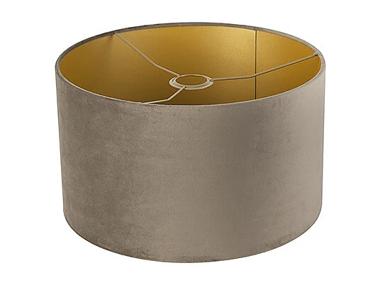Abat-jour en velours taupe 35/35/20 avec intérieur doré