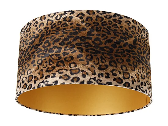 Abat-jour en velours motif léopard 50/50/25 or à l'intérieur