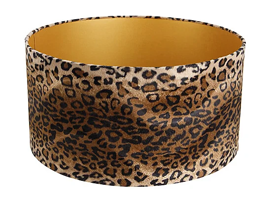 Abat-jour en velours motif léopard 50/50/25 or à l'intérieur
