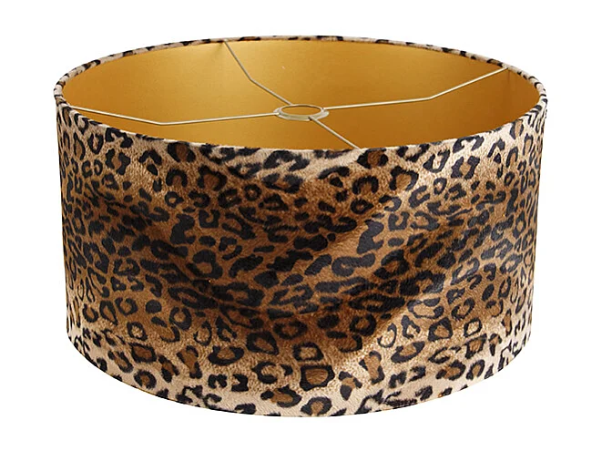 Abat-jour en velours motif léopard 50/50/25 or à l'intérieur