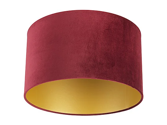 Abat-jour en velours rouge 35/35/20 avec intérieur doré