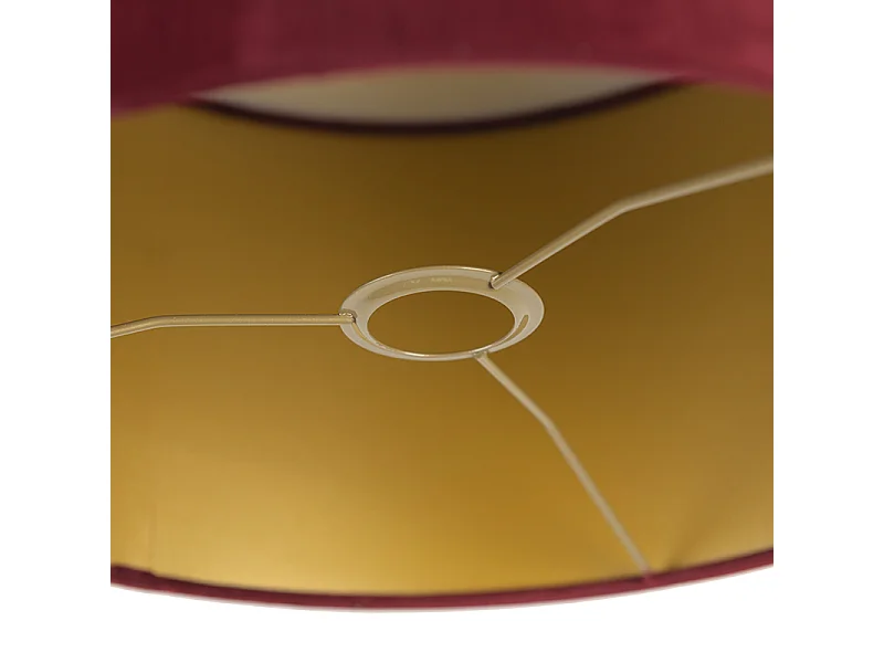 Abat-jour en velours rouge 35/35/20 avec intérieur doré