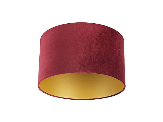 Abat-jour en velours rouge 35/35/20 avec intérieur doré