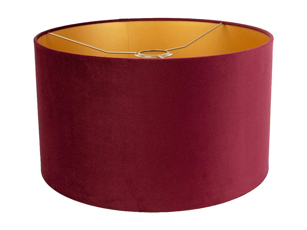Abat-jour en velours rouge 35/35/20 avec intérieur doré