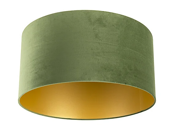 Abat-jour en velours vert 50/50/25 avec intérieur doré
