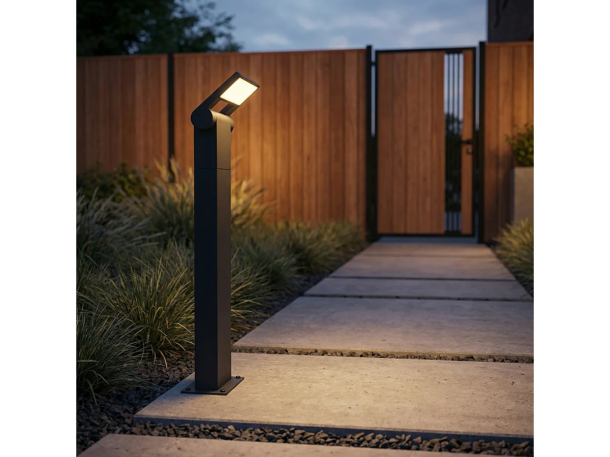 Borne d'extérieur moderne anthracite 60 cm avec LED IP54 - Zane