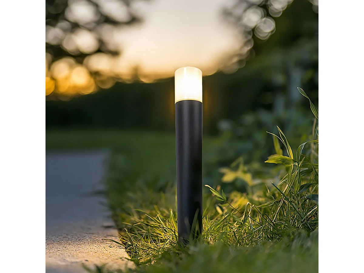 Lampe d'extérieur noire avec abat-jour blanc opale 50 cm - Odense