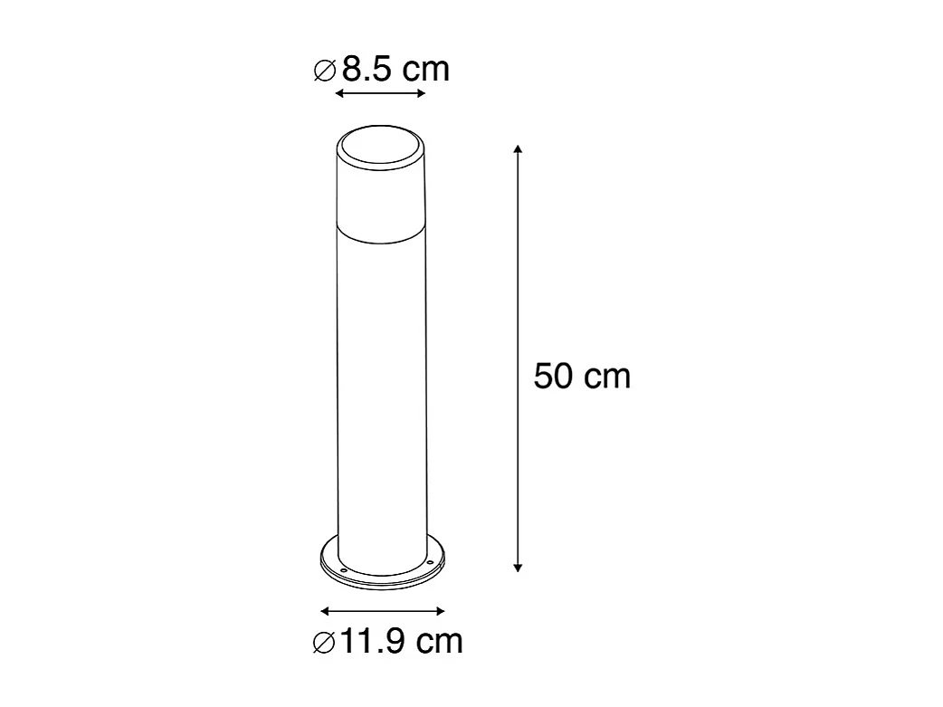 Lampe d'extérieur noire avec abat-jour blanc opale 50 cm - Odense