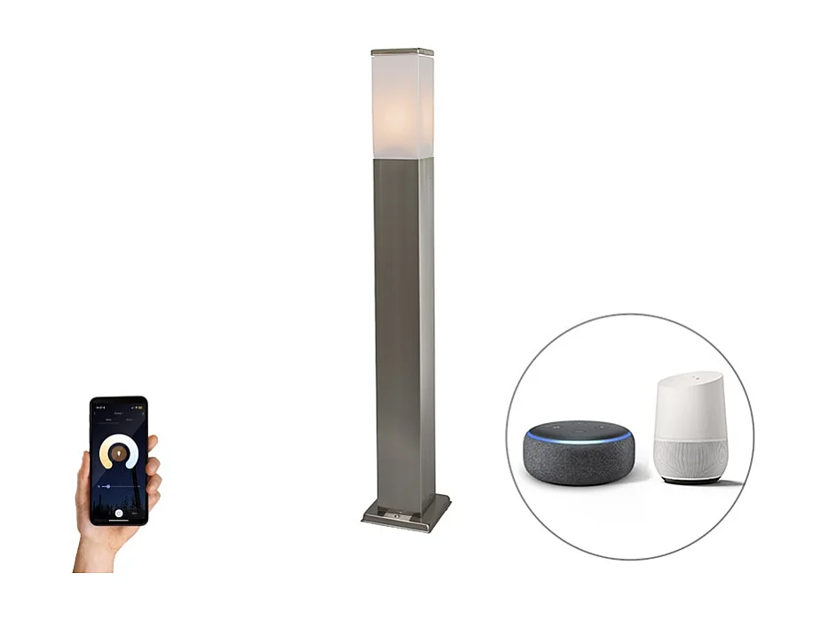Lampe d'extérieur intelligente 80 cm acier avec Wifi P45 - Malios