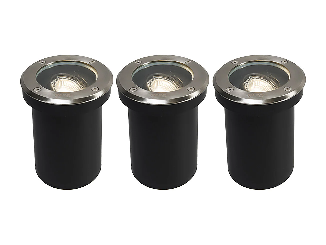 Lot de 3 spots de sol extérieurs acier orientables IP65 - Delux