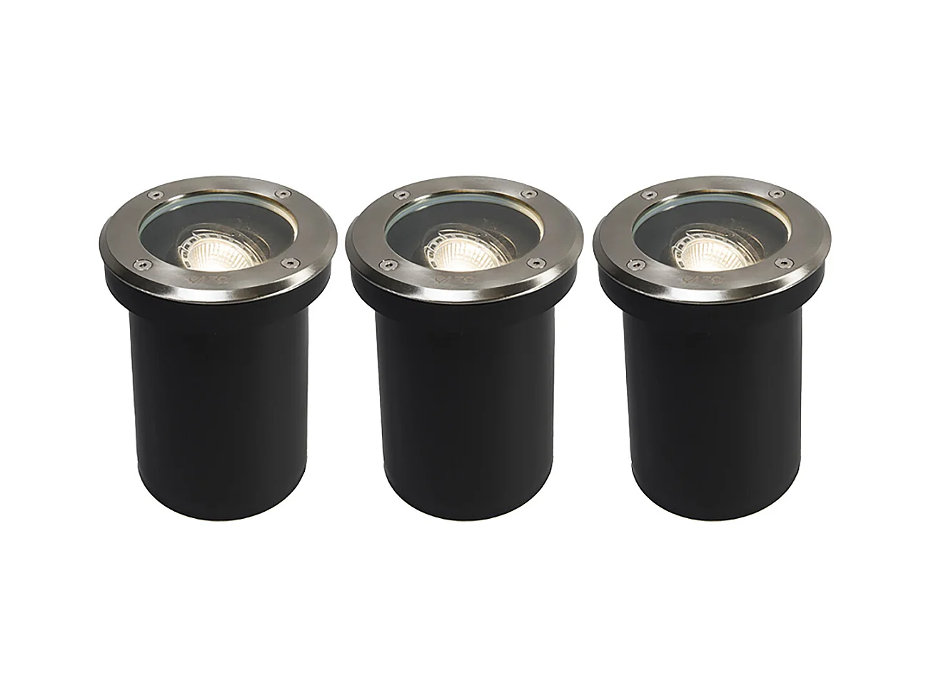 Lot de 3 spots de sol extérieurs acier orientables IP65 - Delux