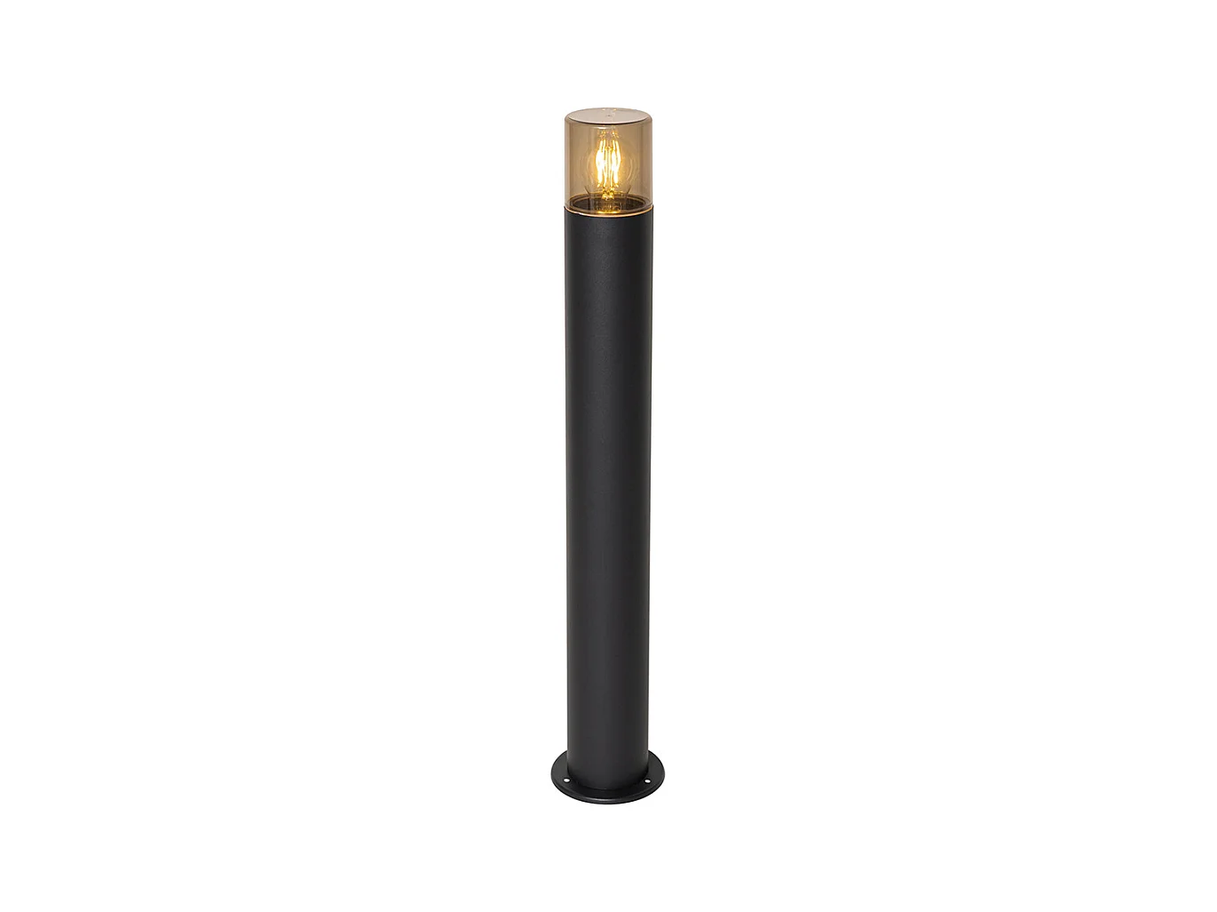 Lampe d'extérieur sur pied noire avec abat-jour fumé 70 cm - Odense