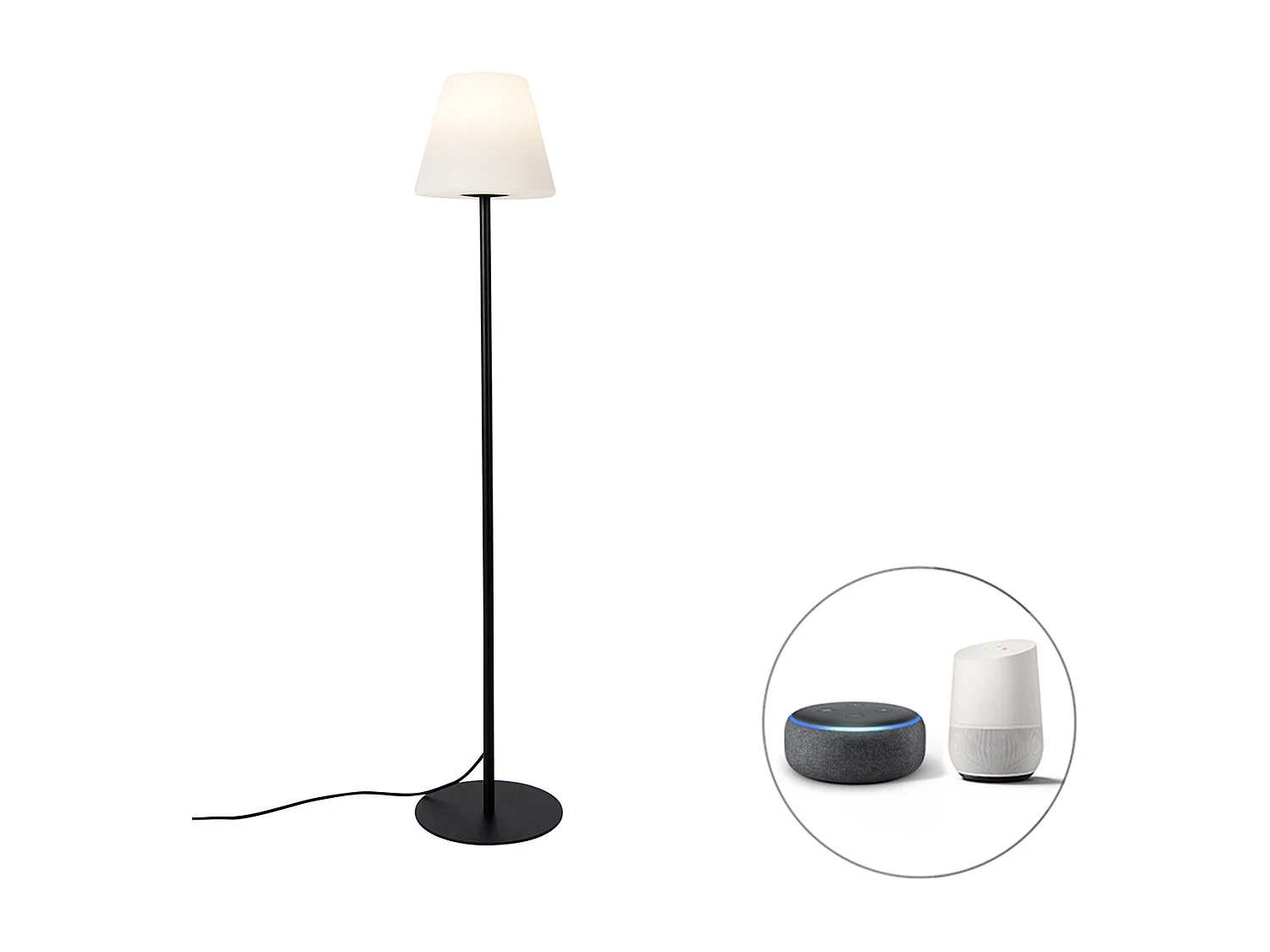 Lampadaire d'extérieur intelligent noir avec Wifi A60 - Virginia