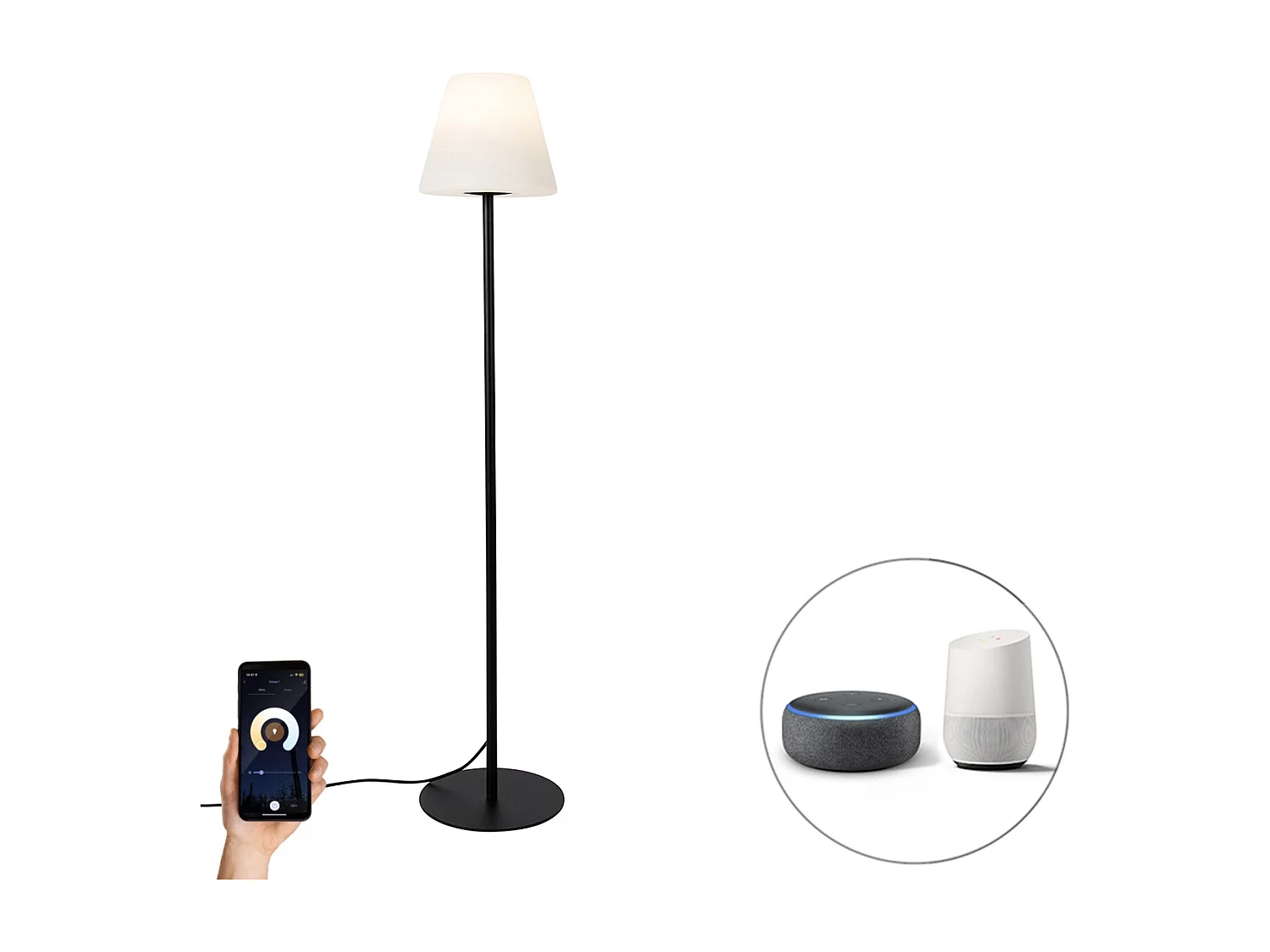 Lampadaire d'extérieur intelligent noir avec Wifi A60 - Virginia