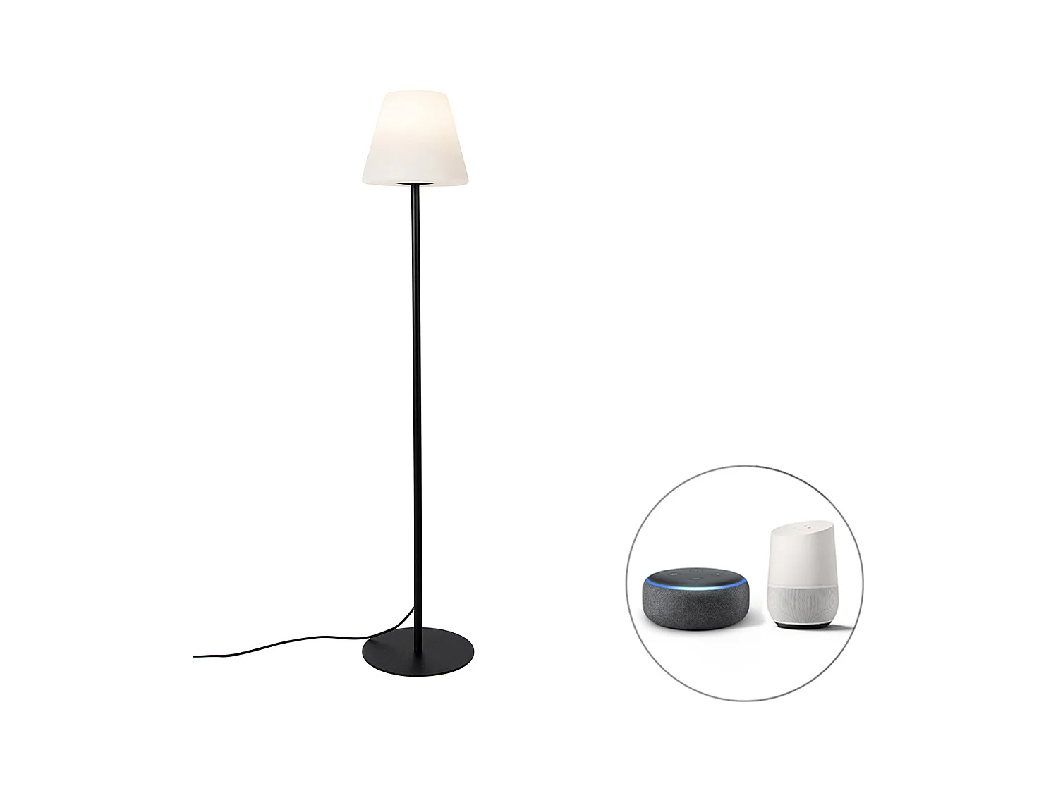 Lampadaire d'extérieur intelligent noir avec Wifi A60 - Virginia
